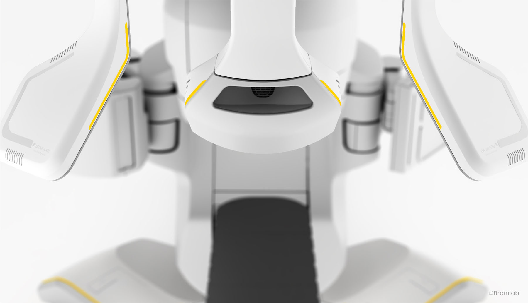 Shot of the Brianlab Exactrac Dynamic System highlighting the medical design