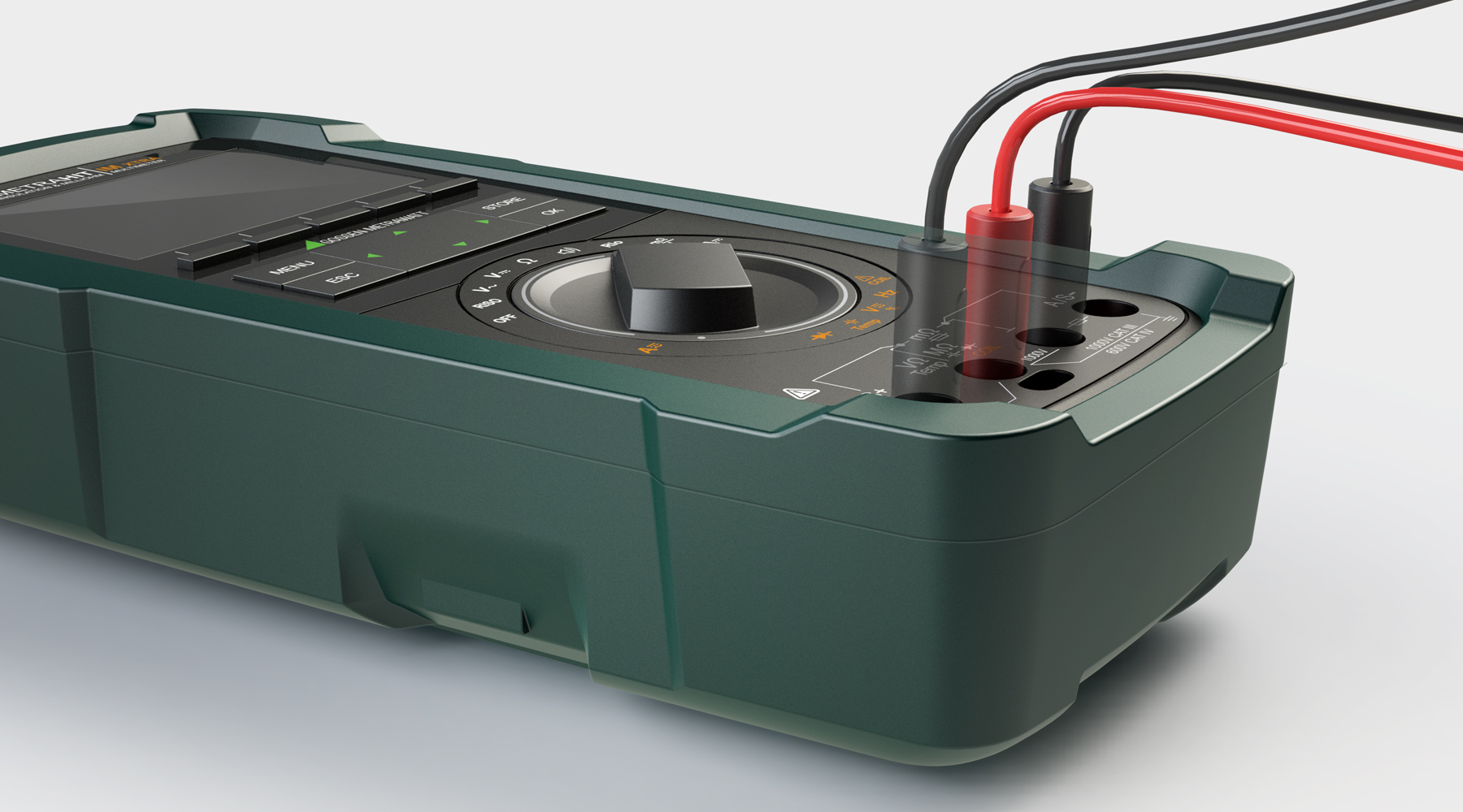 Gossen Metrawatt Metrahit IM Extra Multimeter showing the bottom connectors for probes