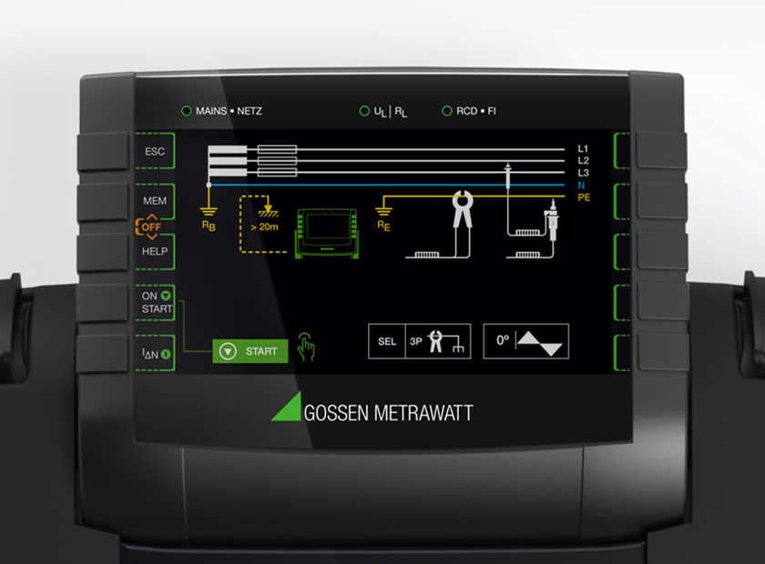Display and buttons of the Gossen Metrawatt Profitest MF showing the integration of industrial design with UX/UI Design