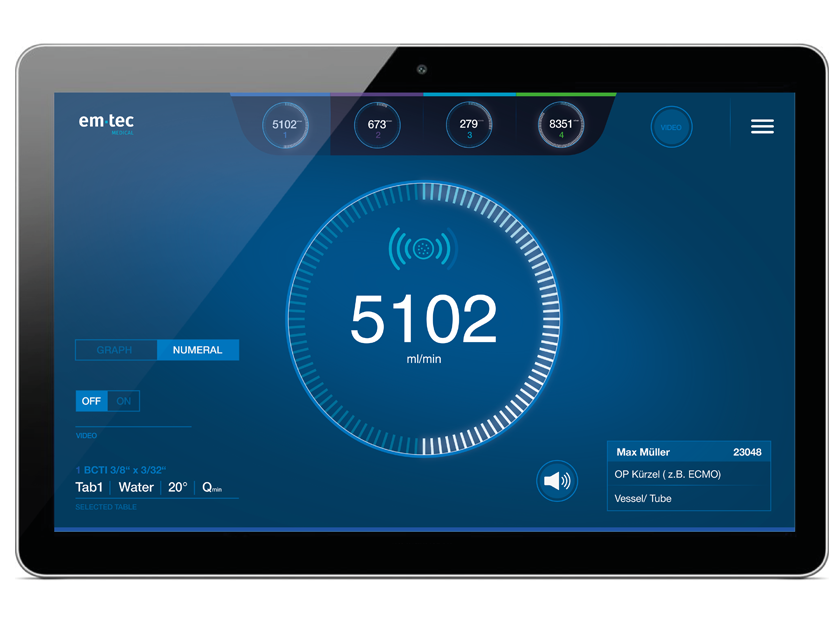 emetc Qonos Interface Design displayed on a tablet