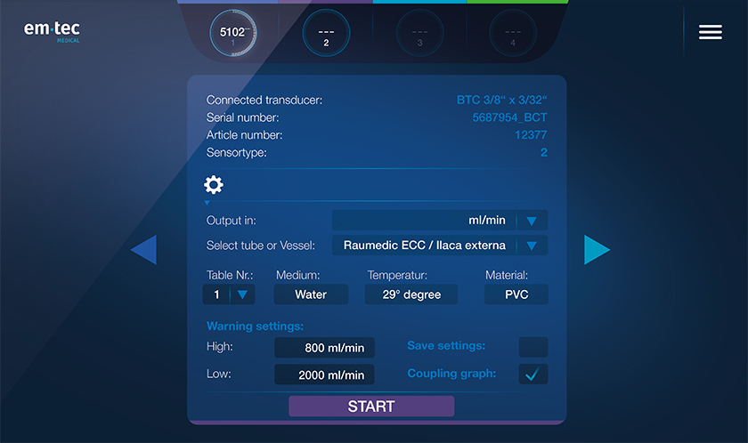Setting Screen of the emetic Qonos Interface Design