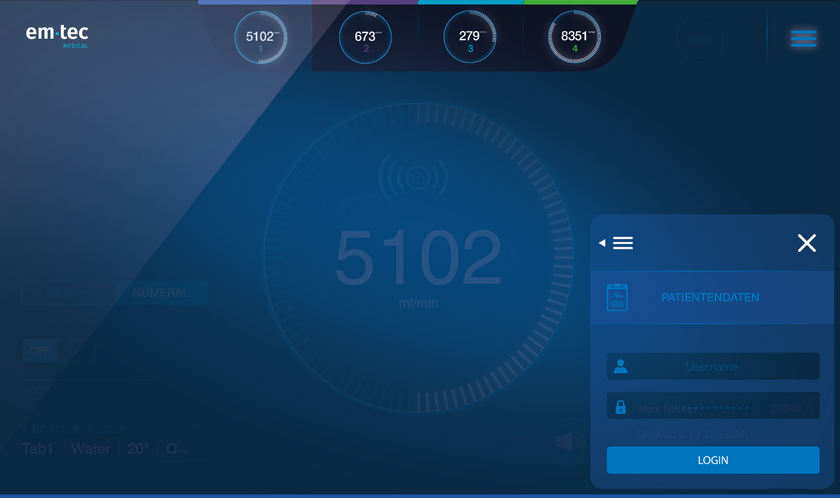 Screen of the emetic Qonos Interface Design