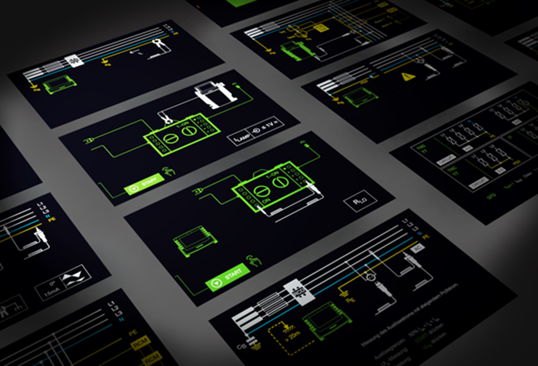 Overview of the Gossen Metrawatt Profitest MF UI/UX Design