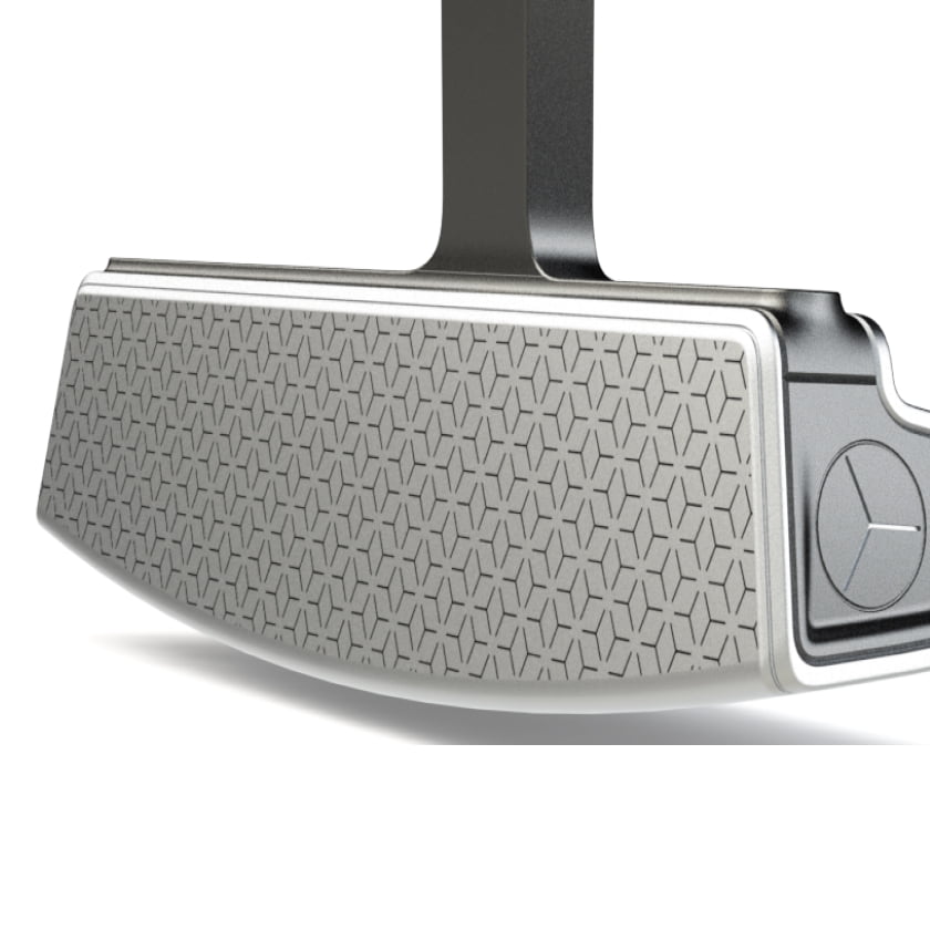 Front view of the Lubbering Petersen GROOVIN' Putter in black and gold