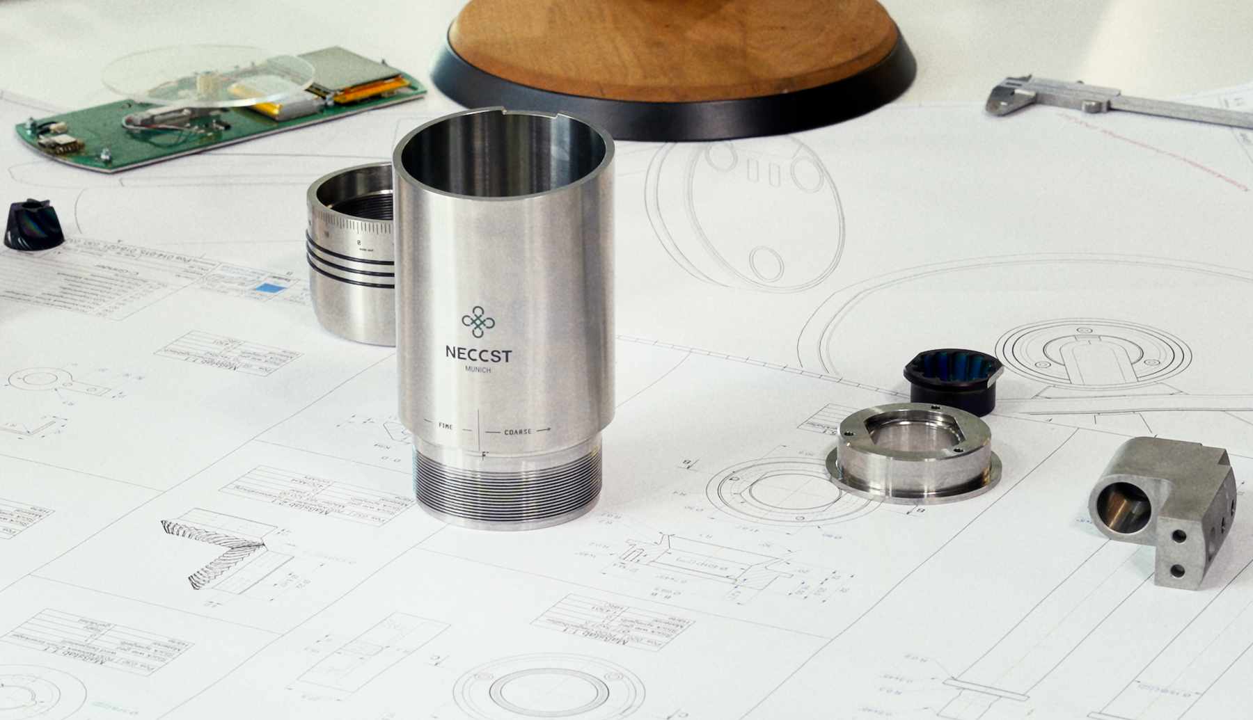 bauteil des neccst coffe grinder auf einer technischen zeichung unterstreicht die qualität und präzision des industriedesigns und der konstruktion